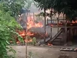 Sementara Dua Rumah Hangus Terbakar di Dusun Pussuba, Warga Berusaha Memadamkan Api