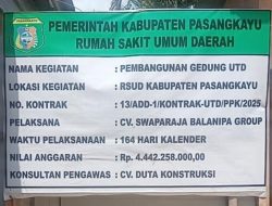 Proyek UTD RSUD Pasangkayu Tahun 2025 Capai 94 Persen, Rekanan Kena Denda
