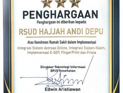 Integrasi Sistem Layanan Digital, RSUD Hajjah Andi Depu Terima Penghargaan BPJS Kesehatan